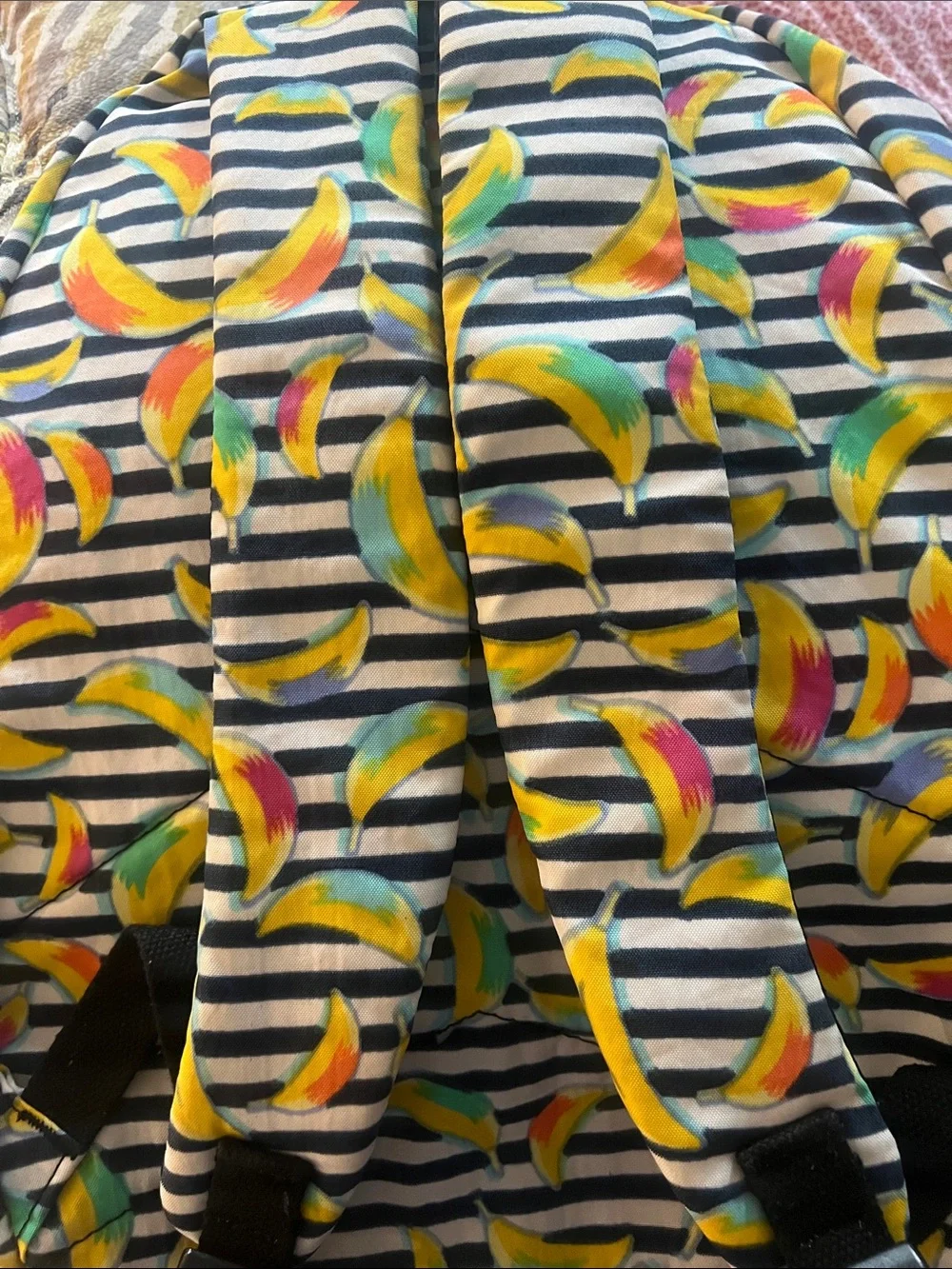 EUC Kipling Banana Print Backpack - Black, White & Yellow Multicolor